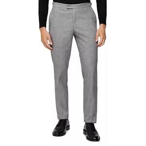 Reiss sz 30 waist linen blend navy blue small check sim leg dress pants MP13